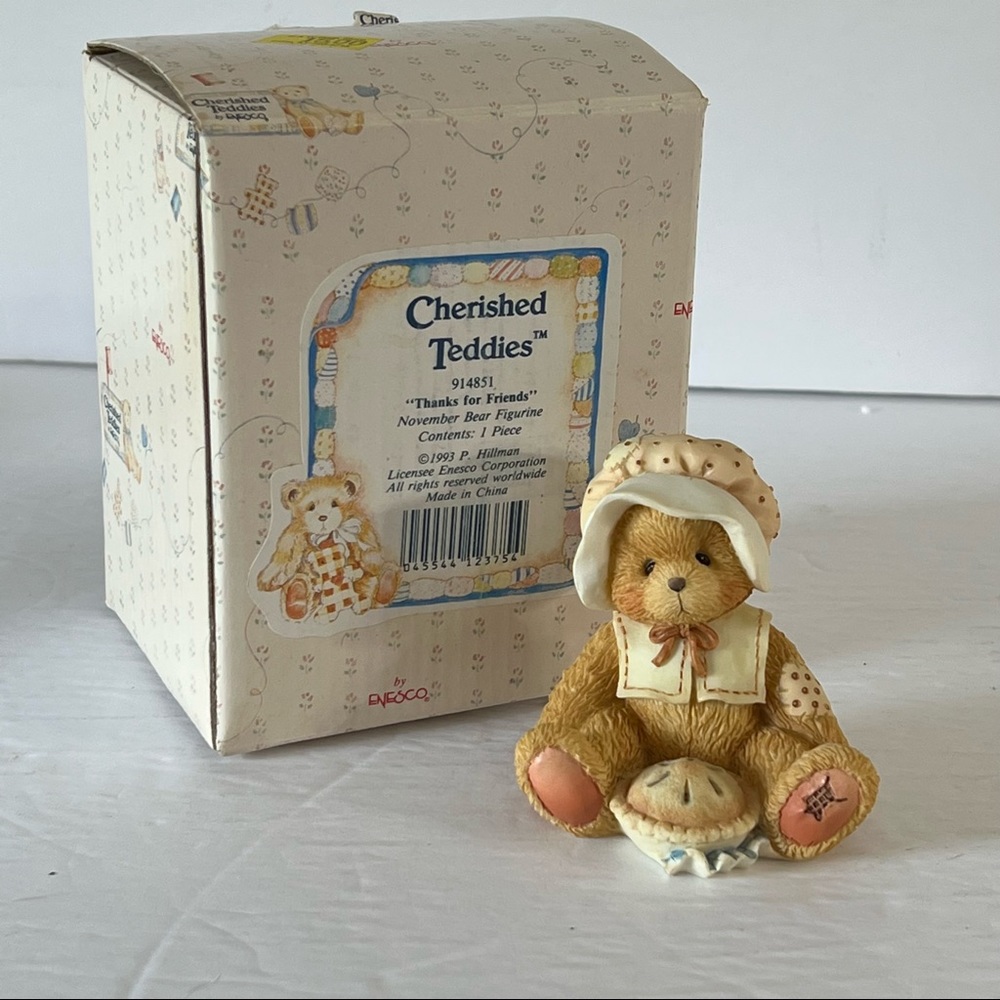 Vintage Cherished Teddies Nicole Thanks for Friends Thanksgiving Figurine